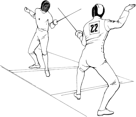 Fencing Fighting Coloring Page